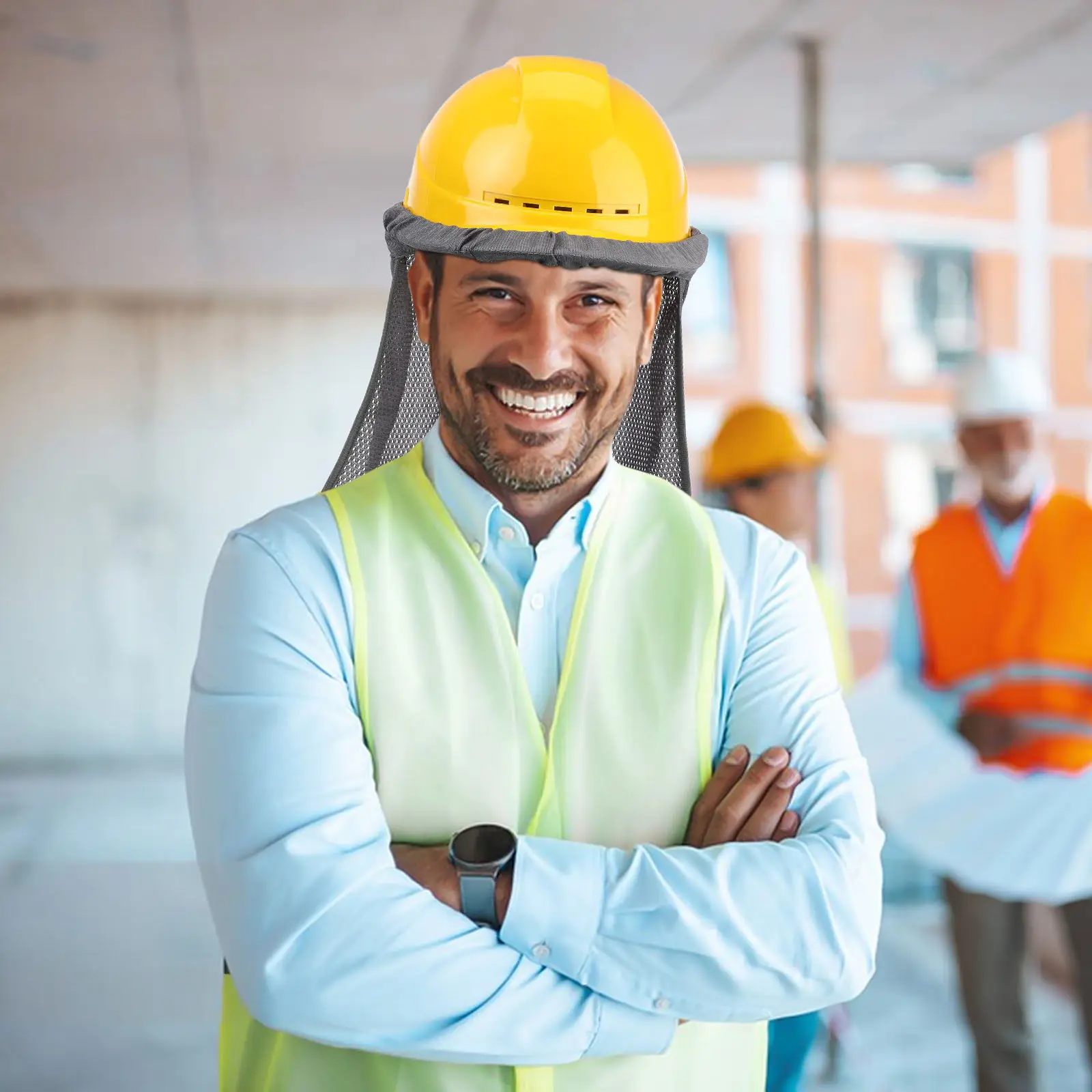 

Hard Hat Neck Shade Reflective Polyester Lightweight Outdoor Construction Hard Hat Sun Shade Visor Mesh Design