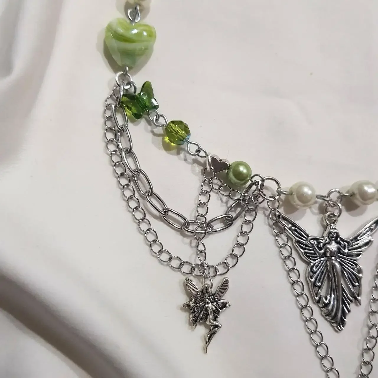 beautiful fairy pearl heart  necklace Fairycore Goblincore Cottagecore Handmade y2k necklace Gift Present  Fairy Magic