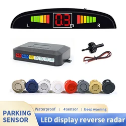 Car LED Digital screen Parking Sensor Kit Backlight Display with Switch 4 Sensors 22mm Reverse Radar Monitor Detector System