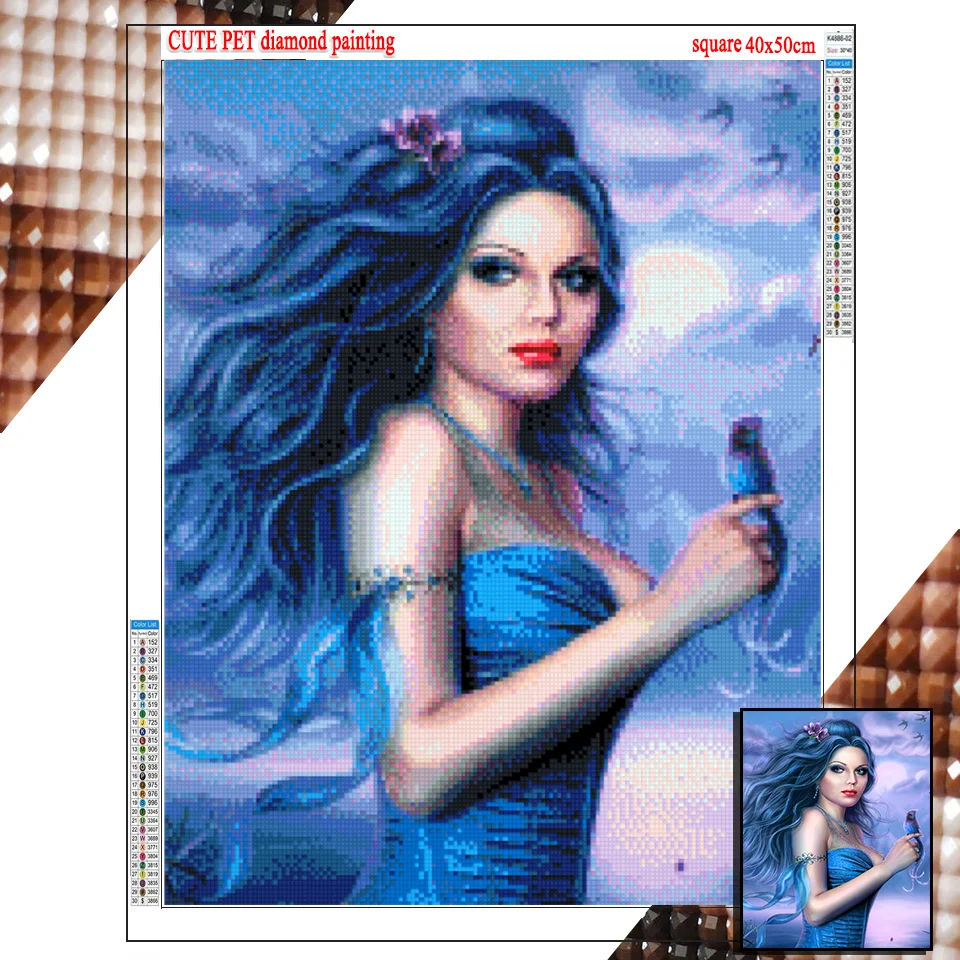 Fantasy woman 5D DIY diamond painting cross stitch full square diamond Emeroidery mosaic Beautiful girl flower fairy home decor