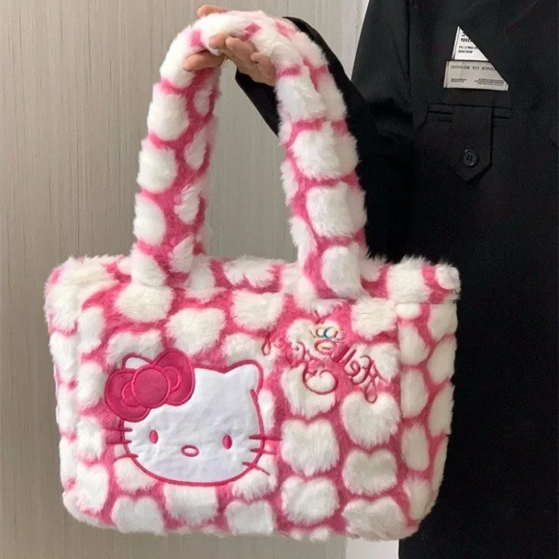 Sanrio Leuke Cartoon Y2k Hot Girl Suede Hello Kitty Een Schouder Handtas Trendy Tas Vrouwelijke Beste Vriend Gift