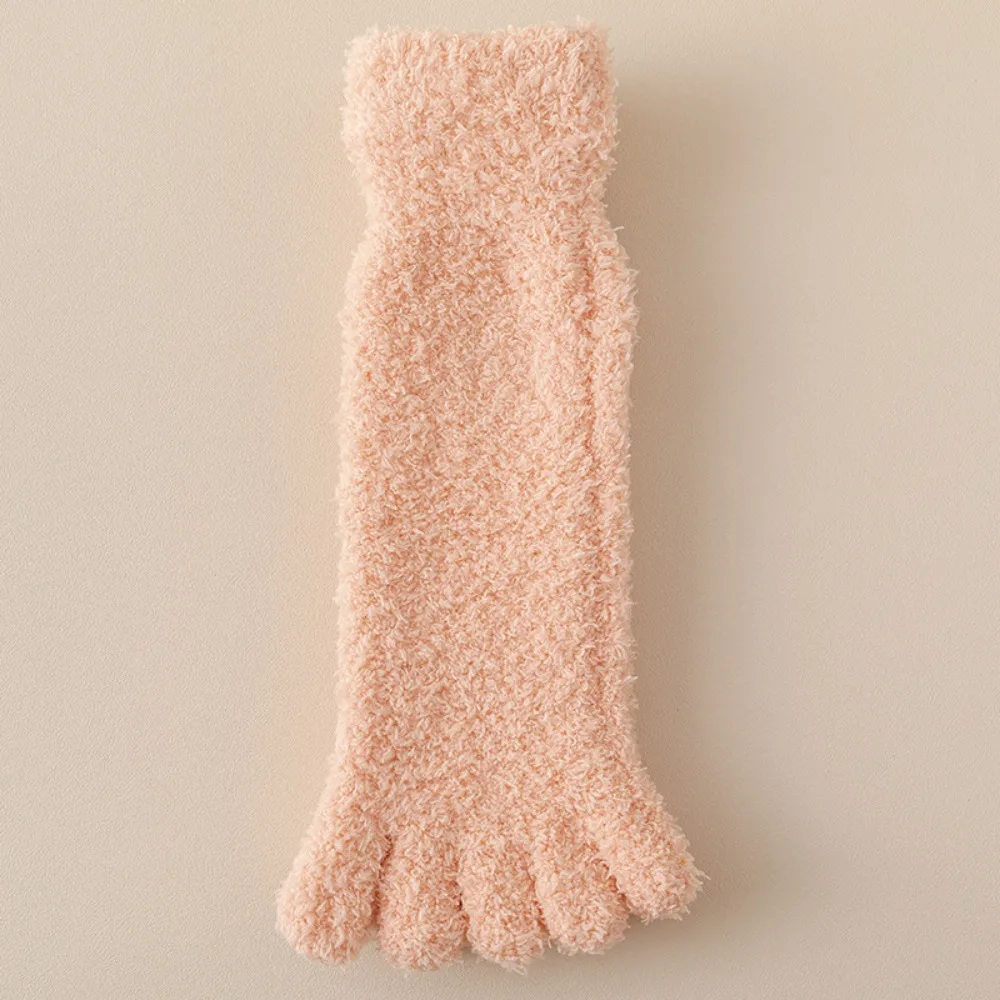 

Thickened Warm Five Toe Fleece Socks Mid Tube Sleeping Five Toe Plush Socks Hosiery Simple Floor Socks Women For Female Men