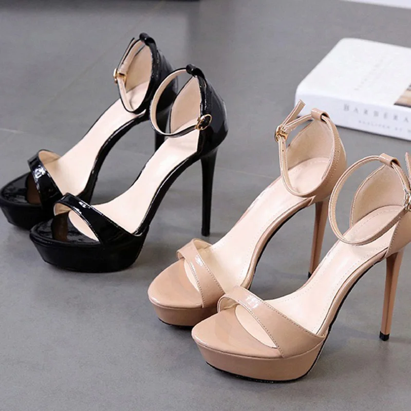 2024 Summer Women 12cm High Heels 3cm Platform Sandals Lady Strappy Sandles Nightclub Prom Fetish Drag Queen Leisure Shoes