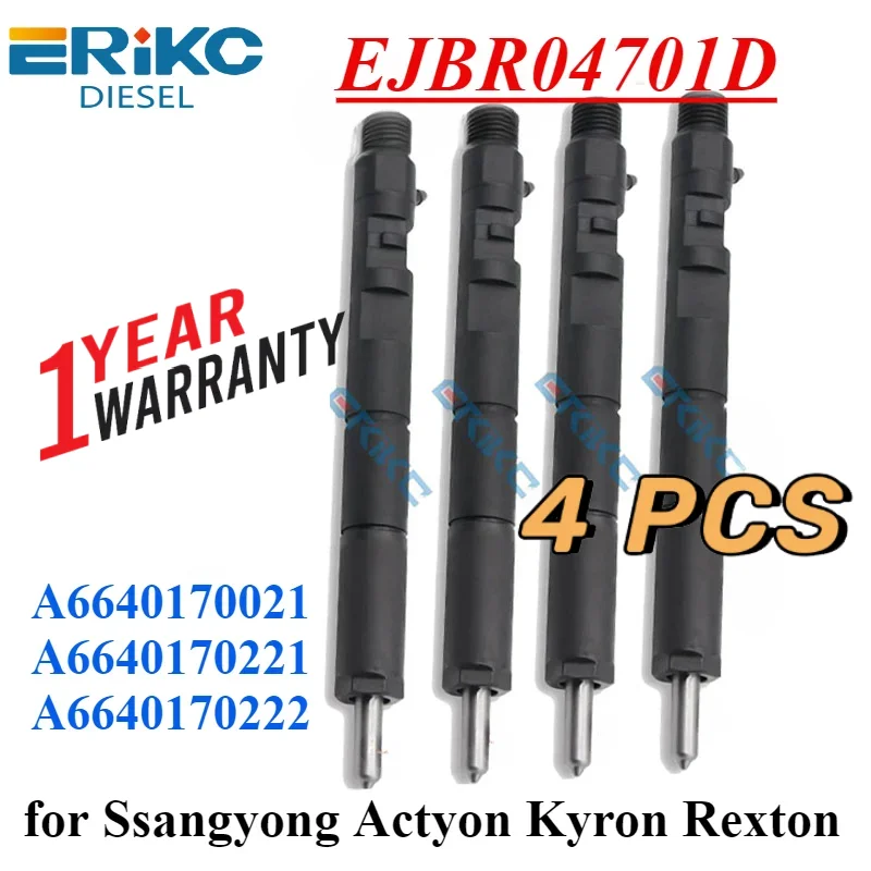 4PCS EJBR04701D 6640170221 Diesel Injector ejbr04701d Auto Engine Nozzle For Ssangyong Actyon Kyron Rexton 2.0 A6640170222