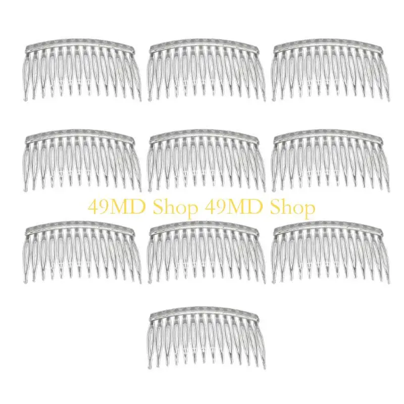 49MD 1Pc/10Pcs Teethed Wedding Veil Comb Hairpin Grip Women Bridal DIY Hair Side Comb