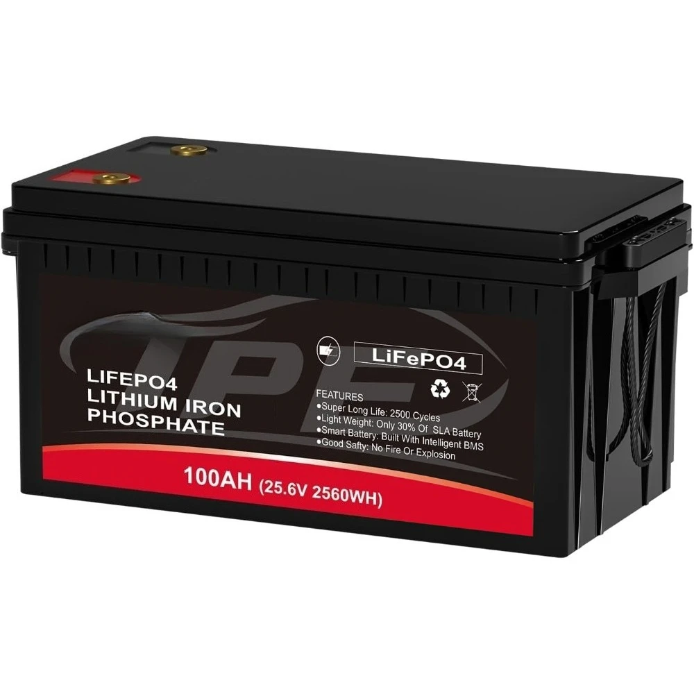 

Аккумулятор LiFePO4 24 В, 100 Ач, литий-железо-фосфатный аккумулятор 2,56 кВтч, встроенная BMS 100 А, срок службы 10 лет, аккумулятор глубокого цикла 2500 г.