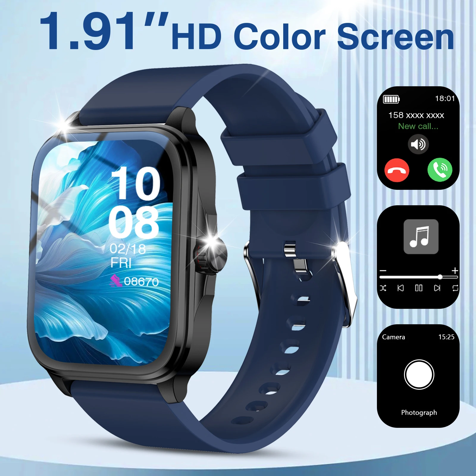 ساعة ذكية رياضية، مكالمات لاسلكية، تذكير بالمعلومات، ساعة رياضية خارجية متعددة الوظائف للرجال والنساء #1