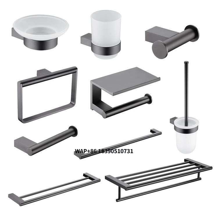 

Набор аксессуаров для ванной комнаты из серой латуни для настенного монтажа, для душевой зоны