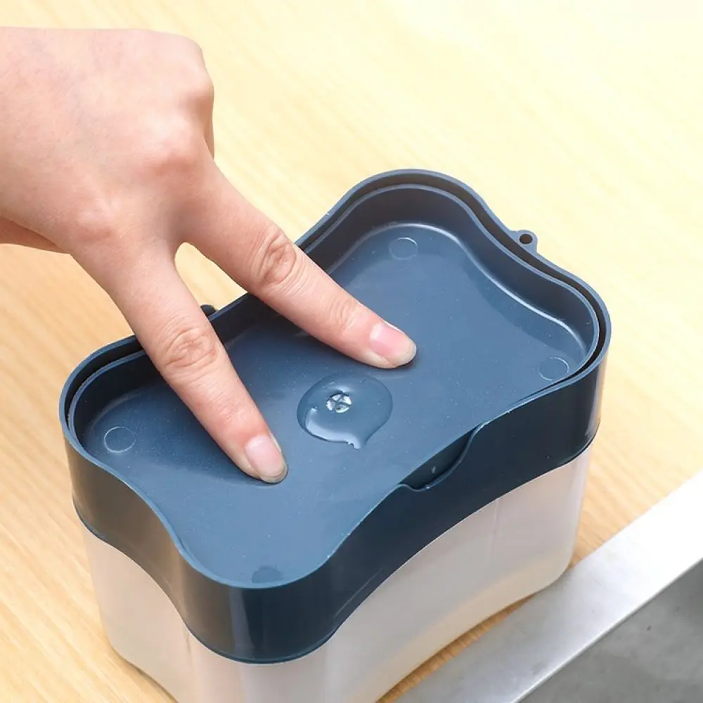 Efficient Kitchen Sink Soap Dispenser Manual Press Pump Scrubber Sponge Holder Household Cleaning Organizer Tool