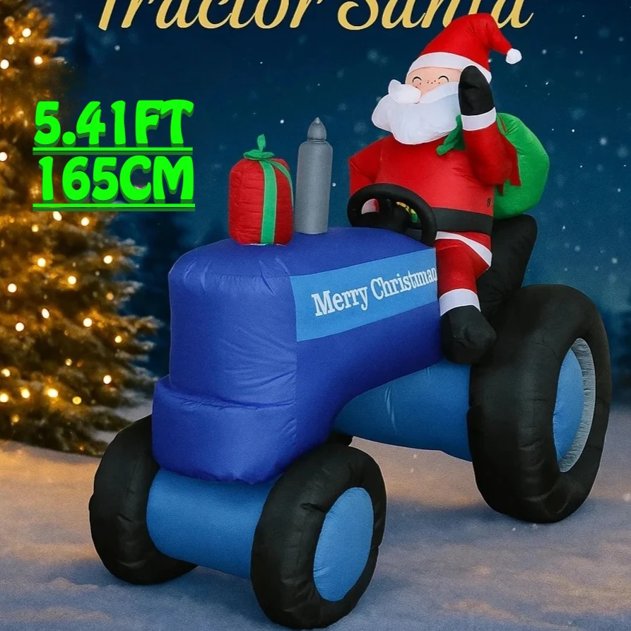 

5,41 фута надувная игрушка Санта-трактор праздничные праздничные подарки рождественские принадлежности украшения дома рождественские украшения для двора