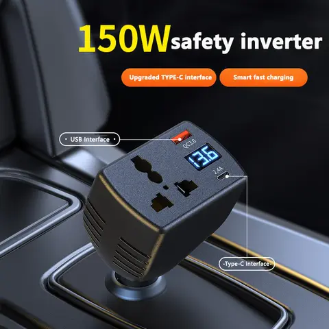 2025 Inverter 150W DC 12V To DC 220V Auto Power Inverter Car Voltage Converter Adapter Adaptor With USB Car Charger