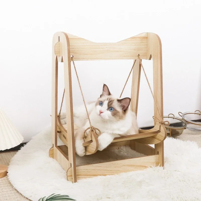 Hammock Bed for Pet Wooden Shaker Cat Supplies Small Pet Double-layer Anti-rollover Swing Hanging Nest Dog Cat\'s House Puppy