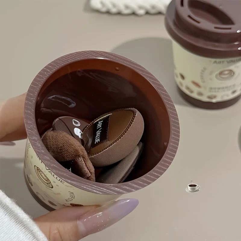 Esponjas de maquillaje para taza de café, licuadoras de belleza hipoalergénicas con forma de corazón, Mini esponja portátil de viaje para maquillaje corrector de base