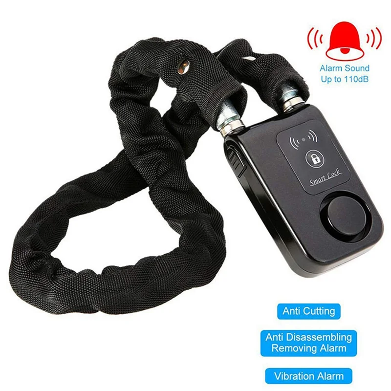 【Последнее место!】Bluetooth Smart Chain Lock Бесключевой замок для велосипедных/мотоциклетных ворот/дверей с противоугонной сигнализацией 110 дБ Телефонное приложение Contro