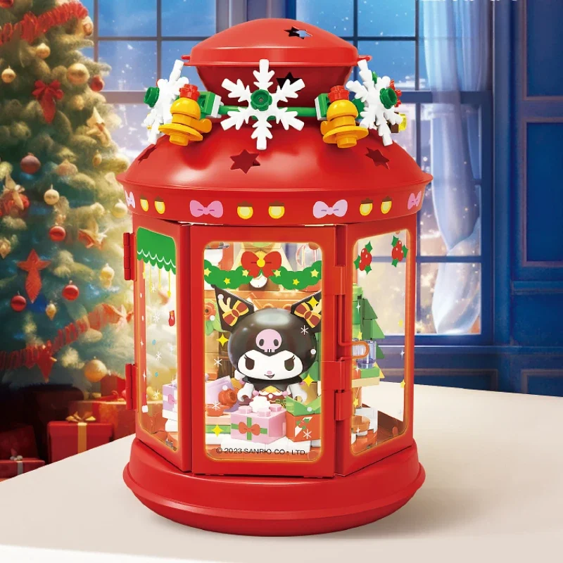 New Sanrio Wonderful Lamp Series Building Blocks Kawaii Kuromi My Melody Cartoon Assembly Toy Oil Lamp Model Christmas Gift