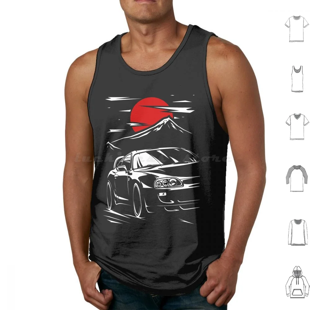 A80 Touge Run Tank Tops Vest Sleeveless Orange Car Fast Furious Movie Turbo Nitrous Paul Walker Brian Oconner Vehicle