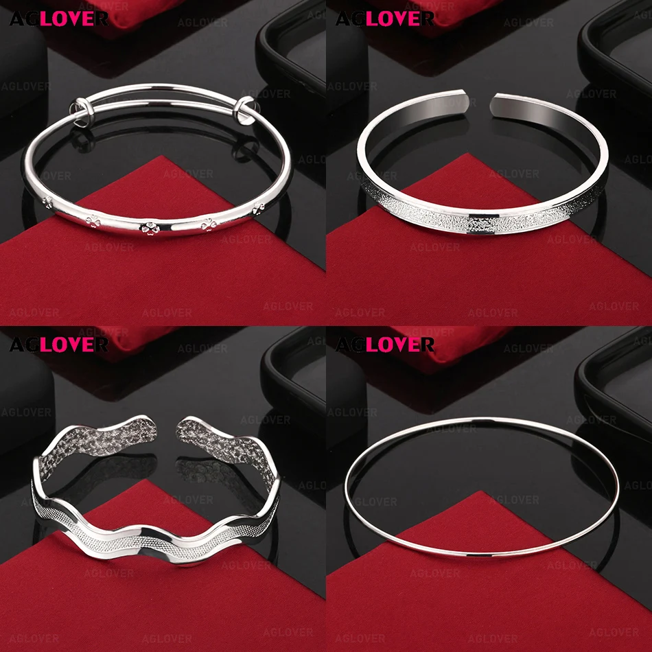 AGLOVER 925 Sterling Silver Water Ripple Wave Bracelet Woman Charm Cute Birthday Gift Jewelry