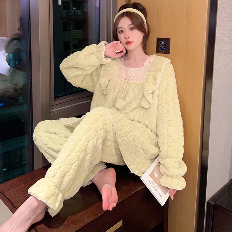 

Pajama For Woman Set Cotton Loungewear Female Designed New Mothers With Nursing Access Crew Neck Cap Sleeve Knee Length Jacquard