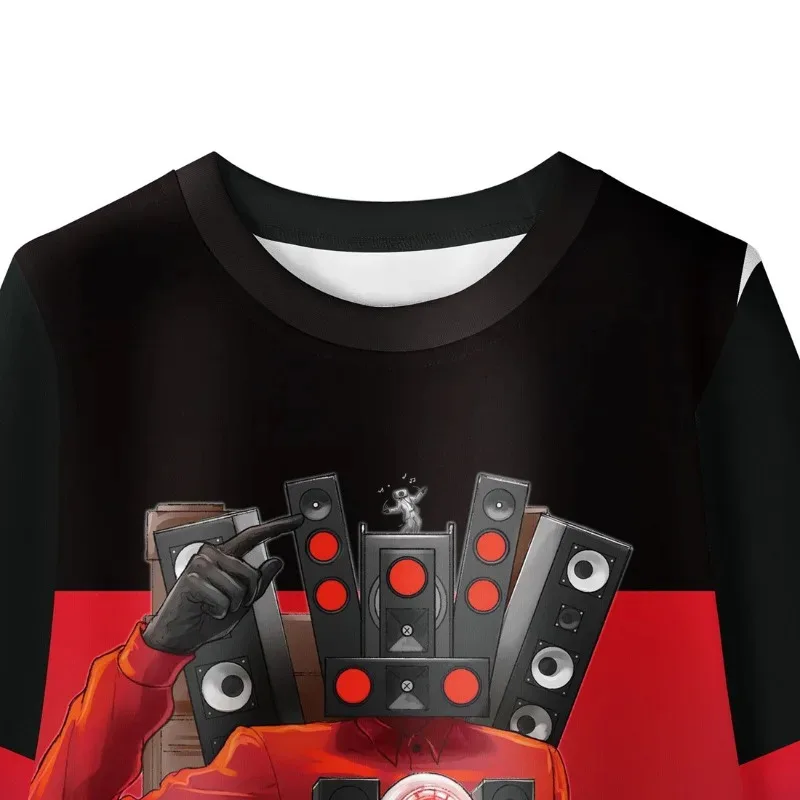 2025 yiyi2025yiyiNew Game Cameraman Skibidi T-Toilet Titan TV Speaker Man Funny Pajamas Boys Tops Pants 2pcs Sets Jacket Kids Cl