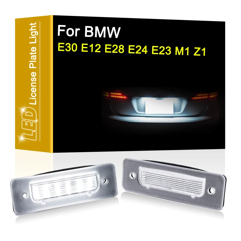LED สีขาวจํานวนใบอนุญาต Light PLATE สําหรับ BMW 3-Series E30 5-Series E12 E28 6-Series E24 7-Series E23 M1 e26 Z1 Roadster