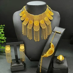 Ethiopian 24k Gold Color Tassel Coin Charm Jewelry Sets for Women Indian Dubai African Necklace Set Arab Party Gifts