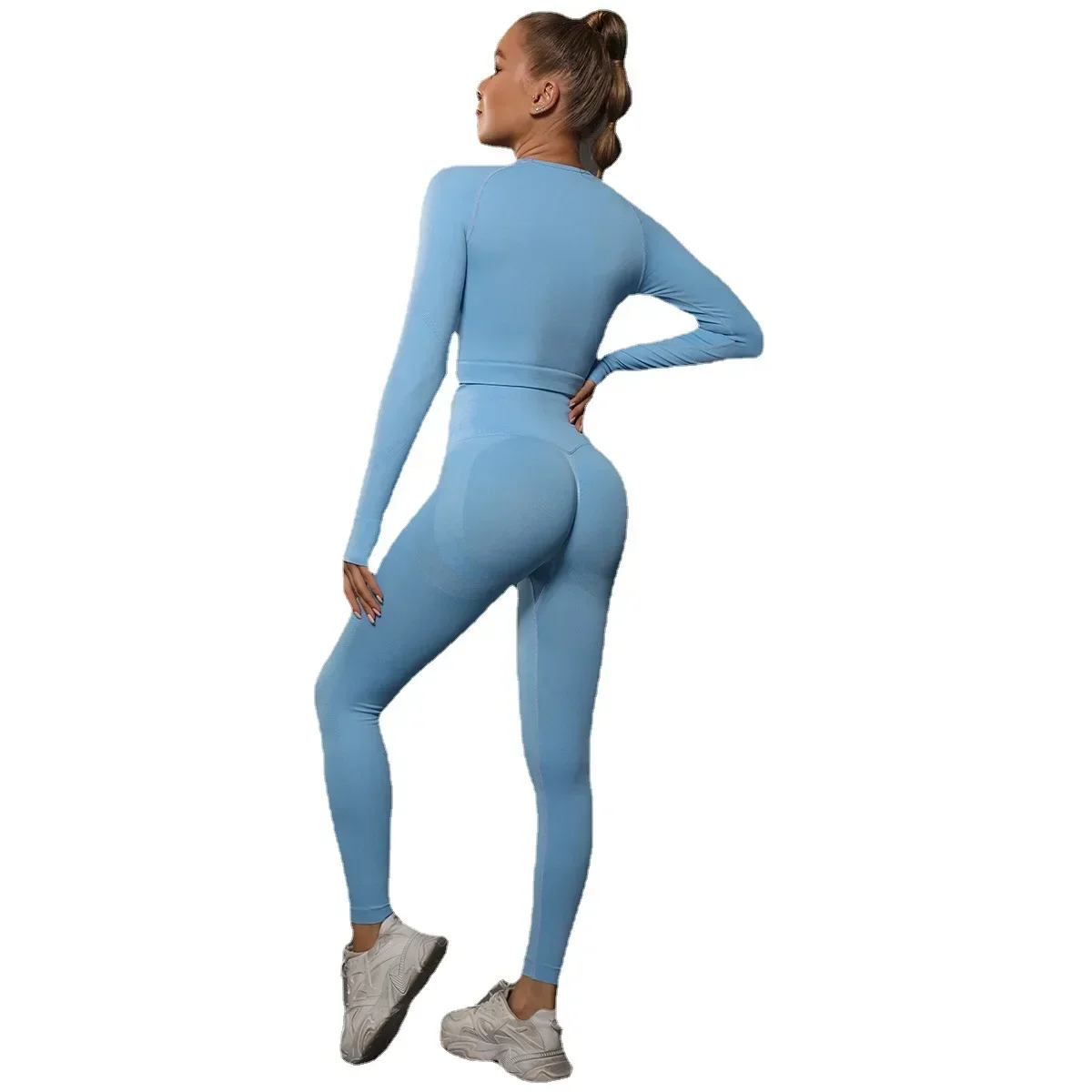 Women's Tracksuit Suit for Fitness Yoga Outfits Long Sleeve Leggings Two Piece Set Sports Gym Sets Workout Clothing Active Wear