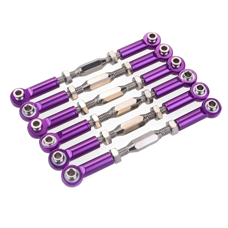 6Pcs 71-86mm Aluminum Turnbuckle Rod Steering Linkage for RC 1/10 Redcat Traxxas HSP ZD Racing HPI Monster Truck-Purple