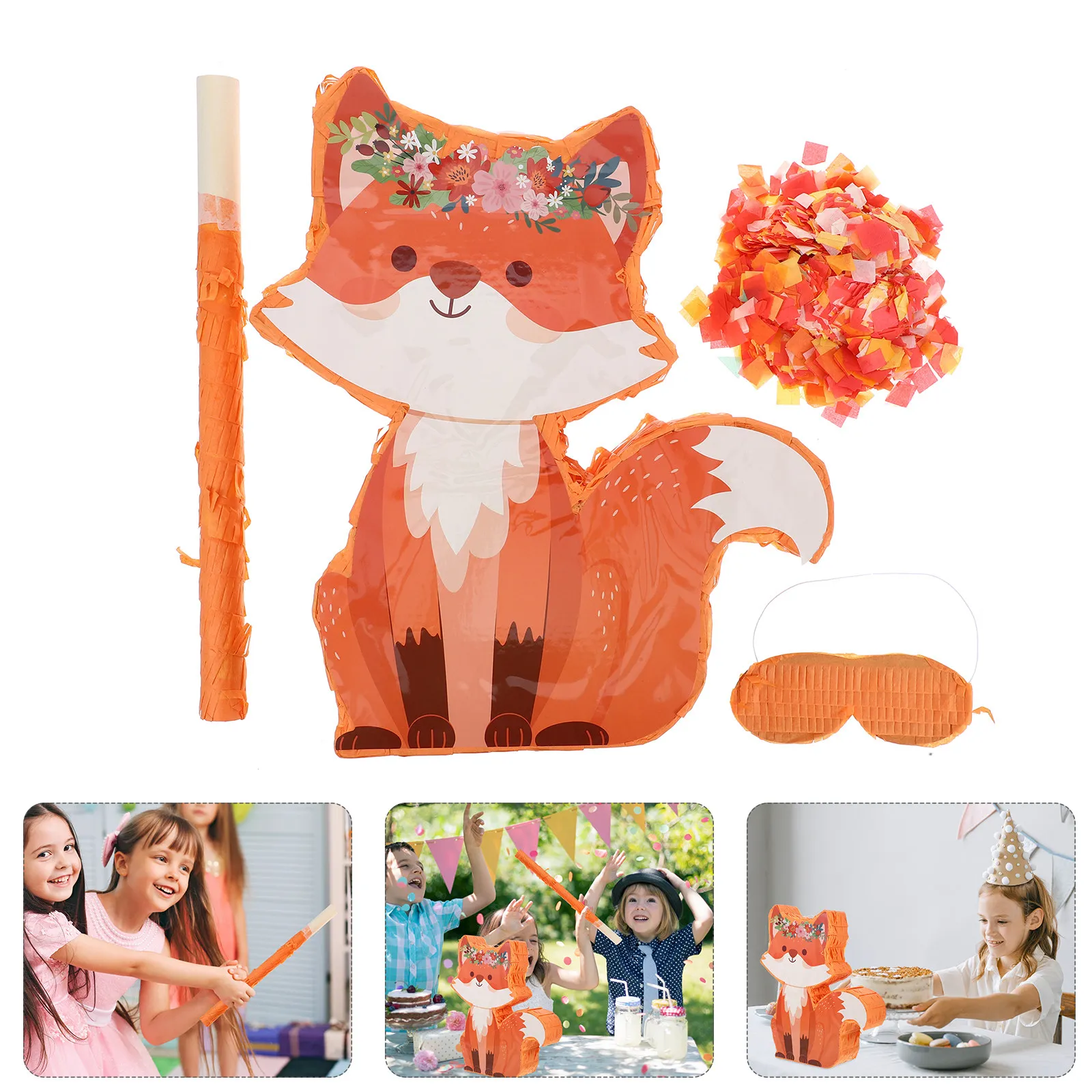 

1Set Fox Pinata for Birthday Theme Game Fillable Paper Decoration Fun Celebration Activity Centerpiece Supply