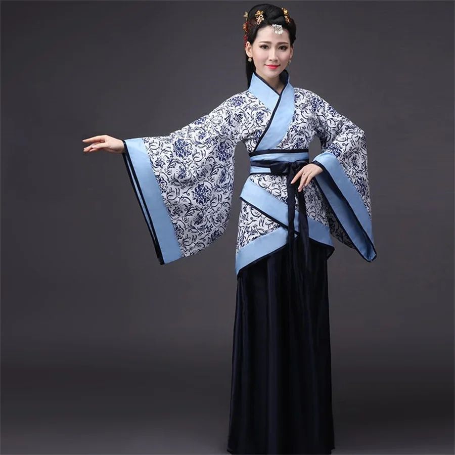

Chinese Hanfu Dress Women Traditional Vintage Hanfu Cosplay Costume Gradient Blue Hanfu Dress Birthday Party Dress Plus Size