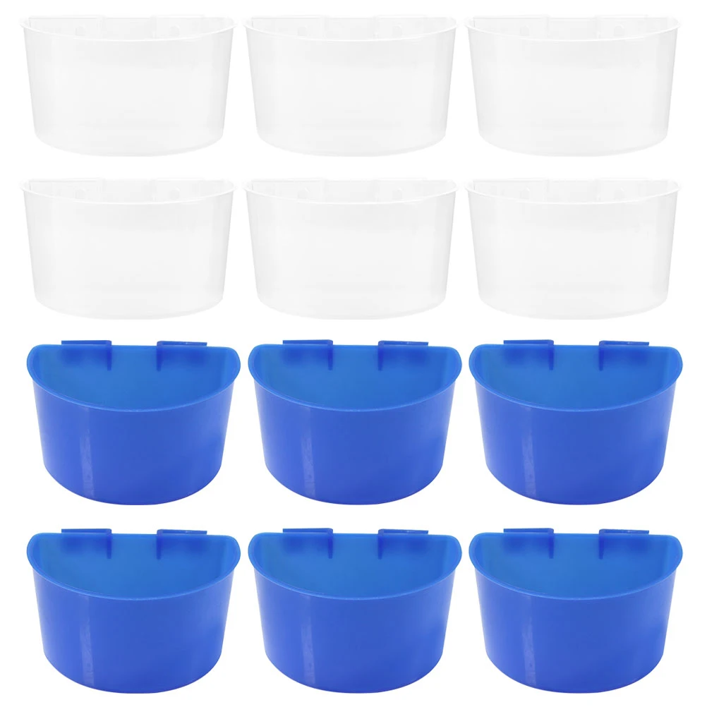 

12pcs Semicircle Food Bowl Thickened Feeder Durable Plastic Bird Cage Accessory Hanging Pet Bird Water Bowl Simple Birds Feeding