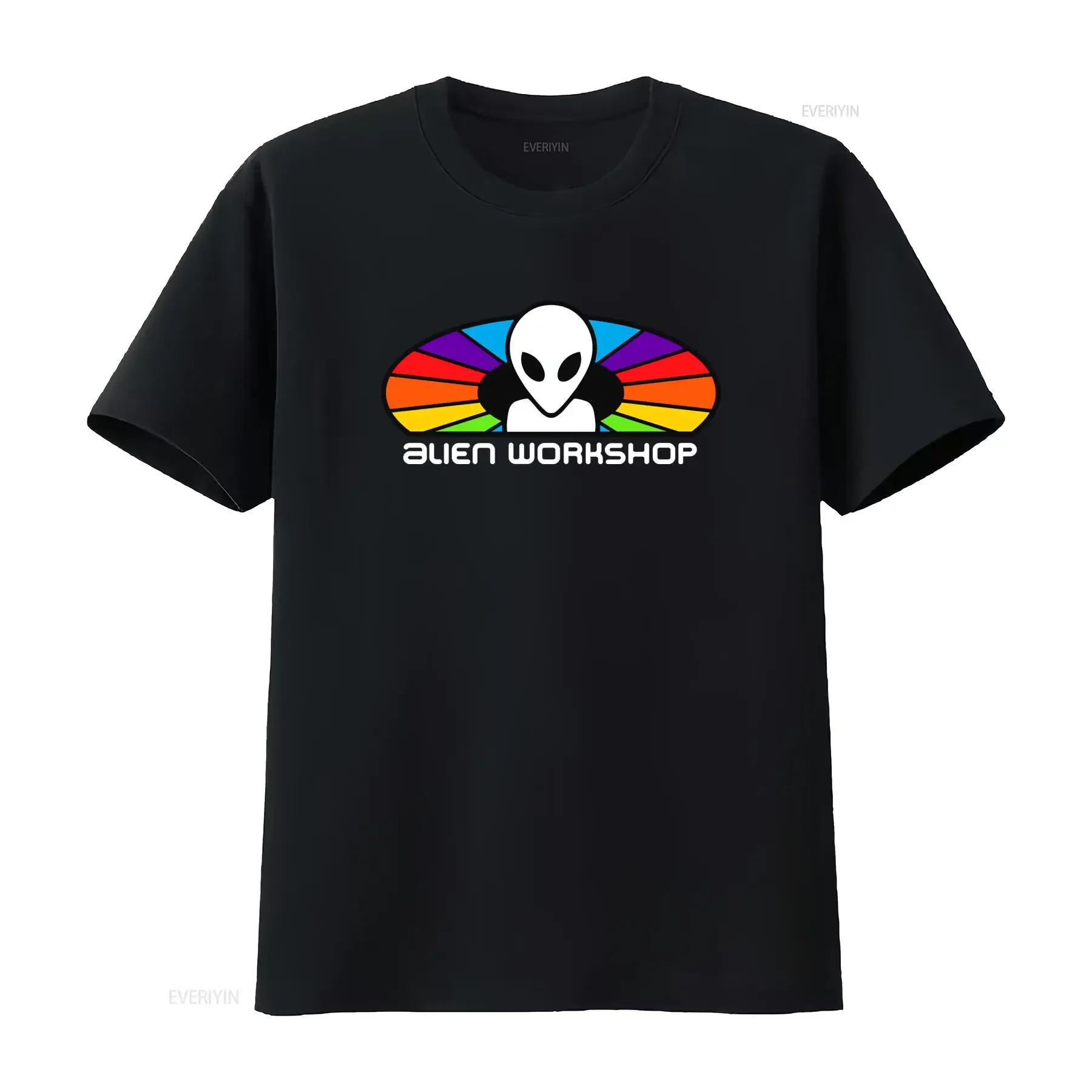 Alien Workshop T Shirt with Colorful Rainbow Pattern and Design Unique Eye Catching vintage Washed Unisex designer clothes