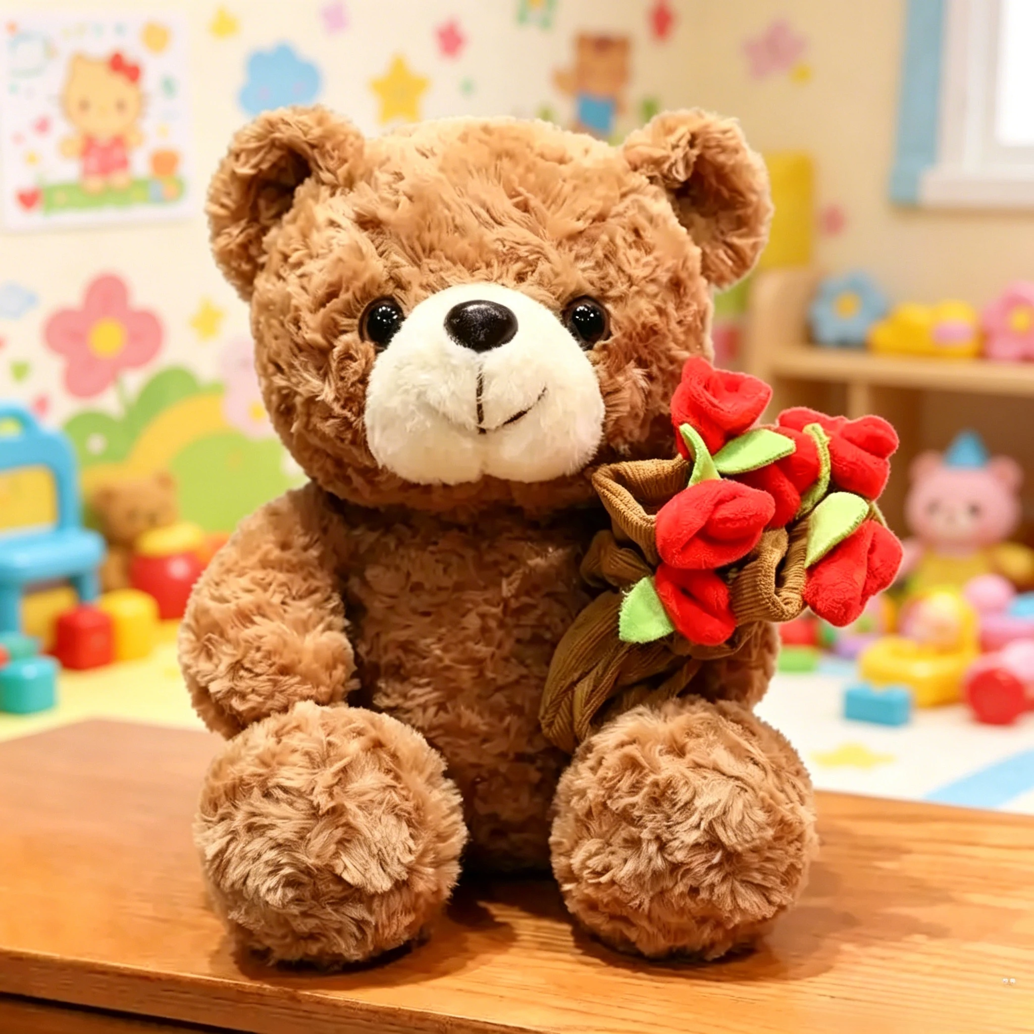 

Soft Plush Rose Bear Holding Flower Romantic Cute Stuffed Animal Valentines Day Anniversary Gift for Girlfriend Wife Home Decor