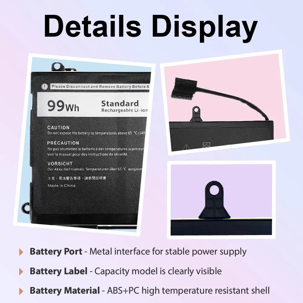 9NJM1 Laptop Battery Replacement for Dell Alienware 15 R3 R4 17 R4 R5 Series