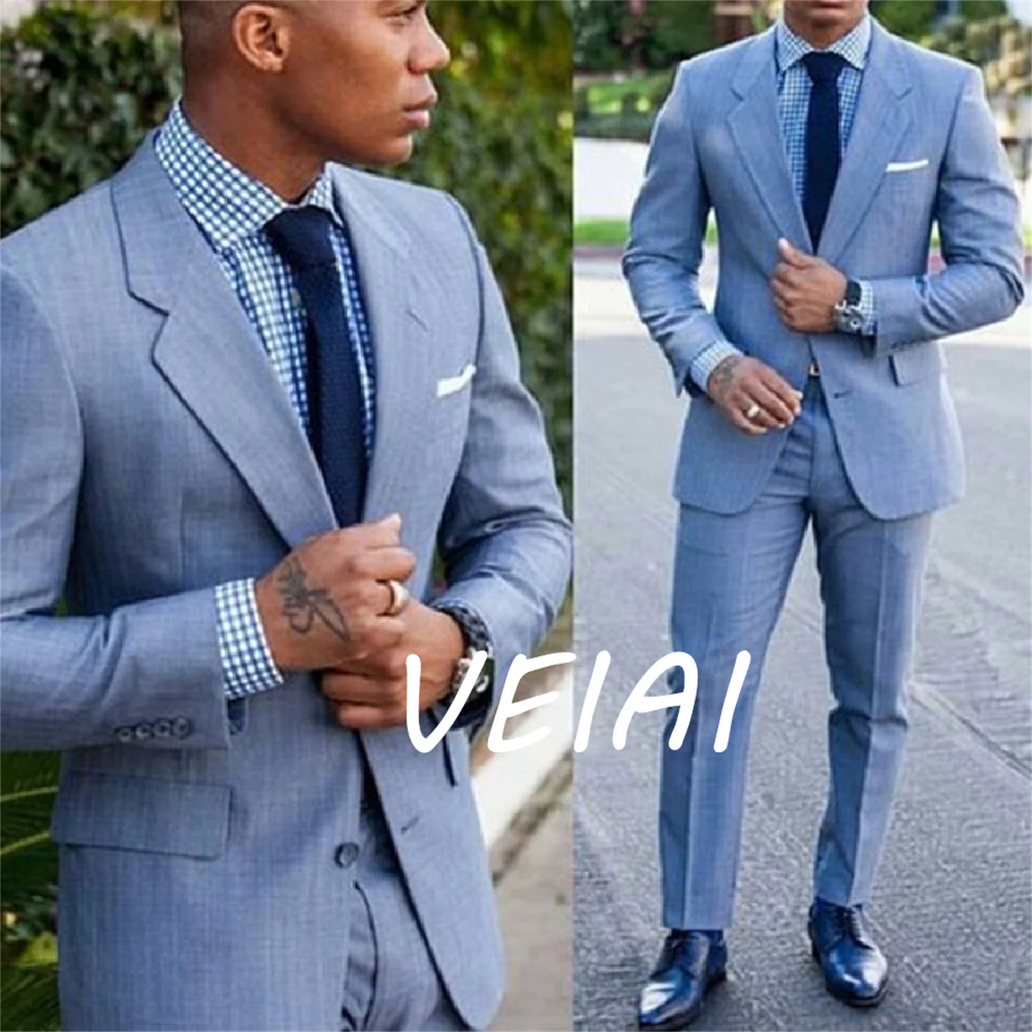 

Новый костюм Dilun по индивидуальному заказу, светло-голубые мужские костюмы, смокинги для жениха, terno, жениха, свадебная вечеринка, ужин, костюм шафера (куртка)