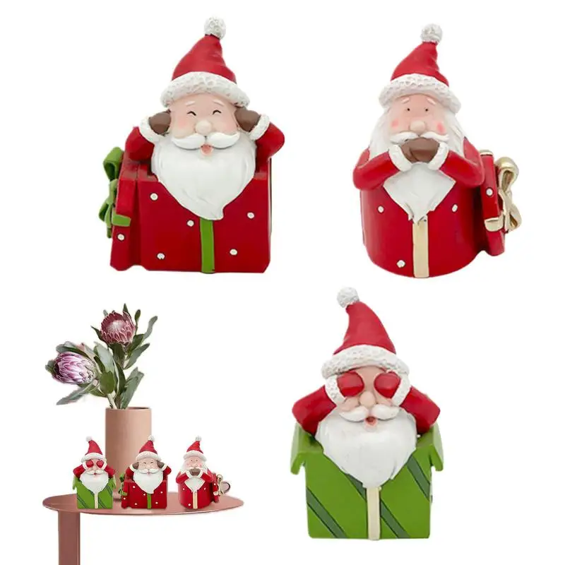 

Miniature Resin Santa Claus Statues Resin Santa Claus Desktop Ornaments Miniature Christmas Statues Figurine Holiday Supplies