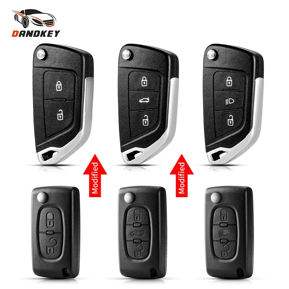 

Dandkey 2/3 Buttons Modified Remote Car Key Shell For Citroen C4 C5 C6 C8 Xsara Picasso For Peugeot 107 207 307 308 CE0536/0523