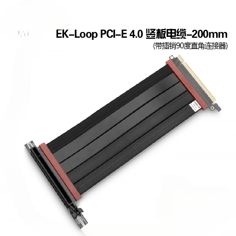 EK-Loop PCI-E 4.0 riser cable-200mm 90-degree right-angle connector with bolt new.