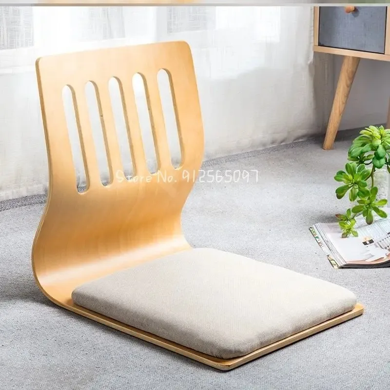 

Backrest Household Lazy Japanese-style Legless Reading New Country Floor Chair Back Chair Small-sized No-foot Chair 나무의자