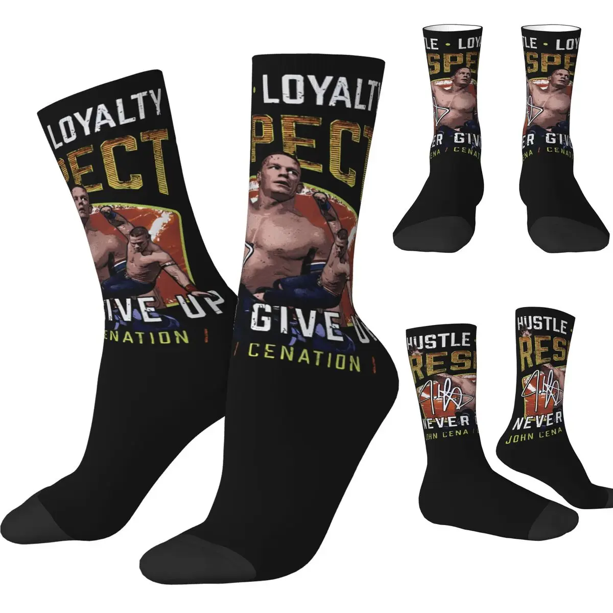 John Cena Cenation Respect Calzini Uomo Donna Poliestere Calzini moda Hip Hop Primavera Estate Autunno Inverno Calze Regali