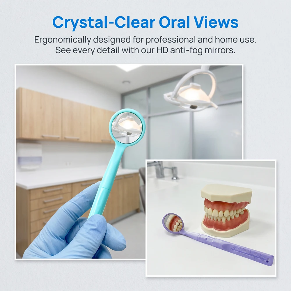 Dental Anti-Fog Dental Mouth Mirror HD Crystal Clear Oral Inspection Mirror Autoclavable for Dentist Clinic & Home Teeth Checkin