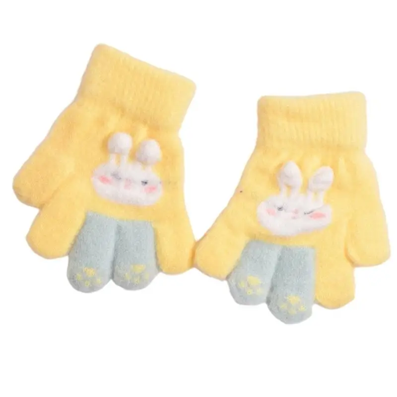 652F Childrens Plush Rabbit Winter Gloves Breathable Polyester Playful Design Winter Comfort Wear