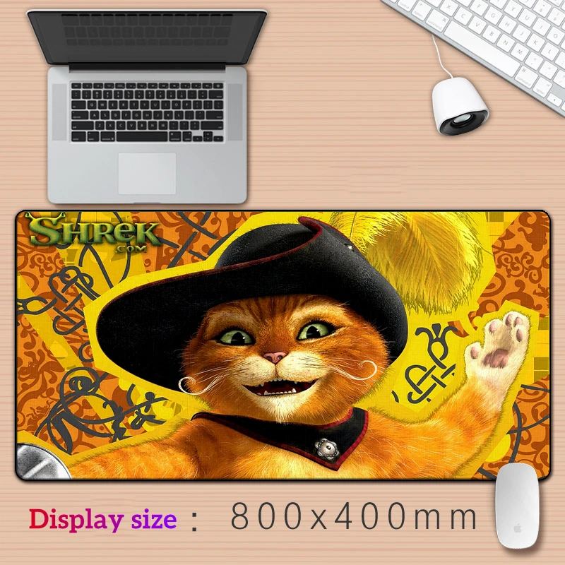 Puss In Boots Art HD Printing XXL Mouse Pad Gamer Accessory Hot Large Desk Pads Computer Lock Edge Keyboard Non-slip Mat