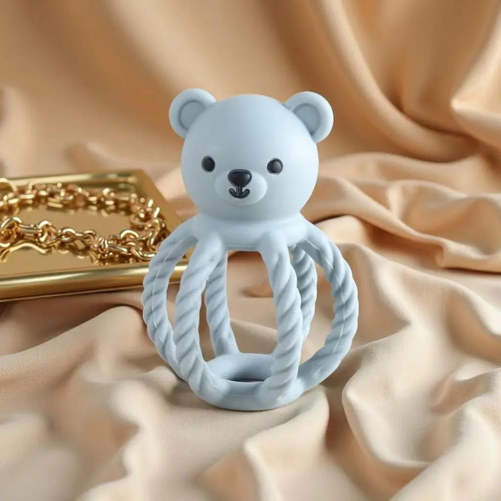 

2025 new Baby Teether Rattle Toy, Cute Bear Shape with Gentle Ringing Bell, Easy-Grip Handle for Infant Sensory Development