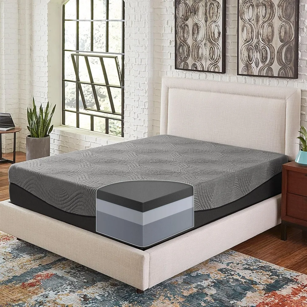 Mattresses, 14-inch Charcoal Memory Foam Mattress Queen, 80