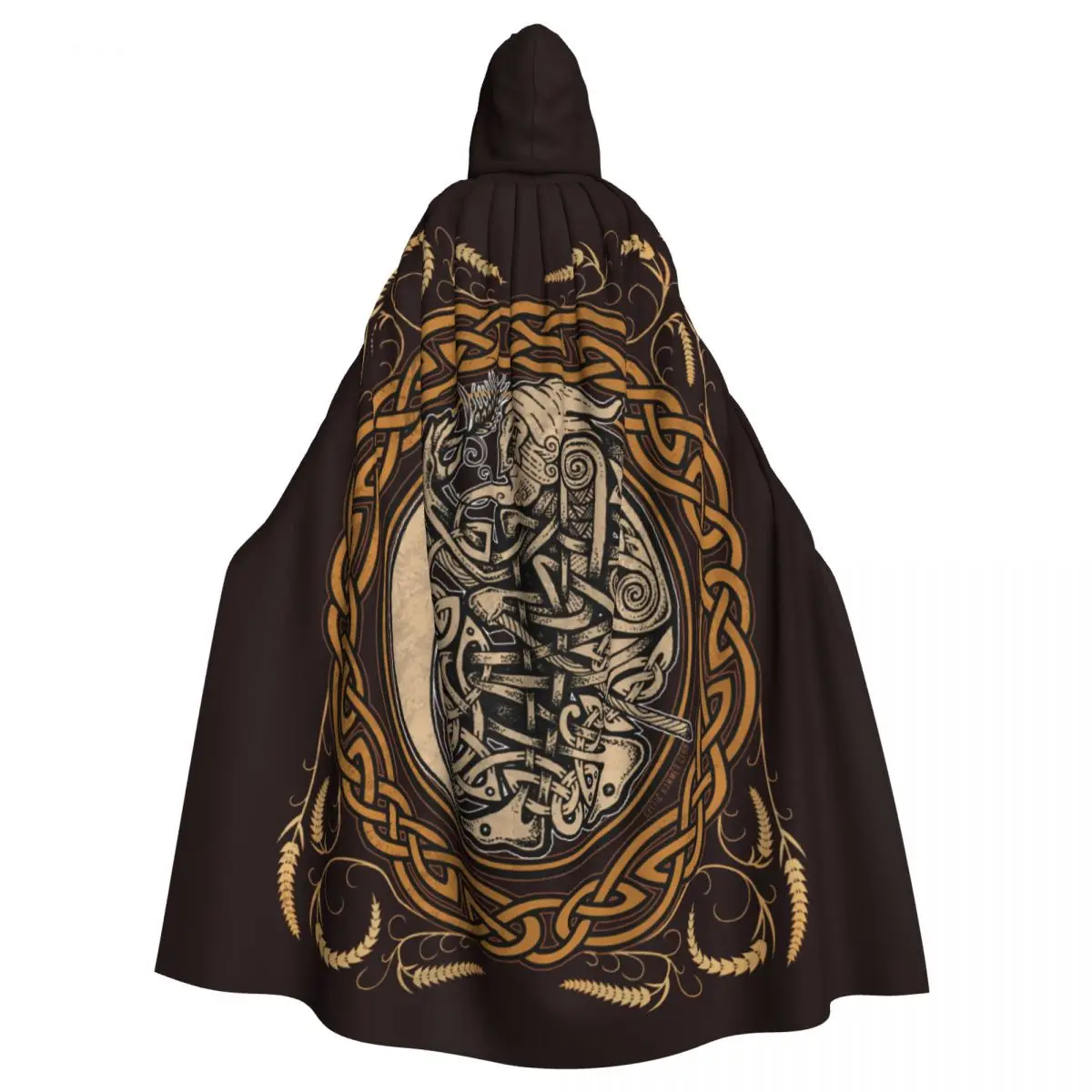 Celtic Reaper Hooded Cloak Halloween Party Cosplay Woman Men Adult Long Witchcraft Robe Hood