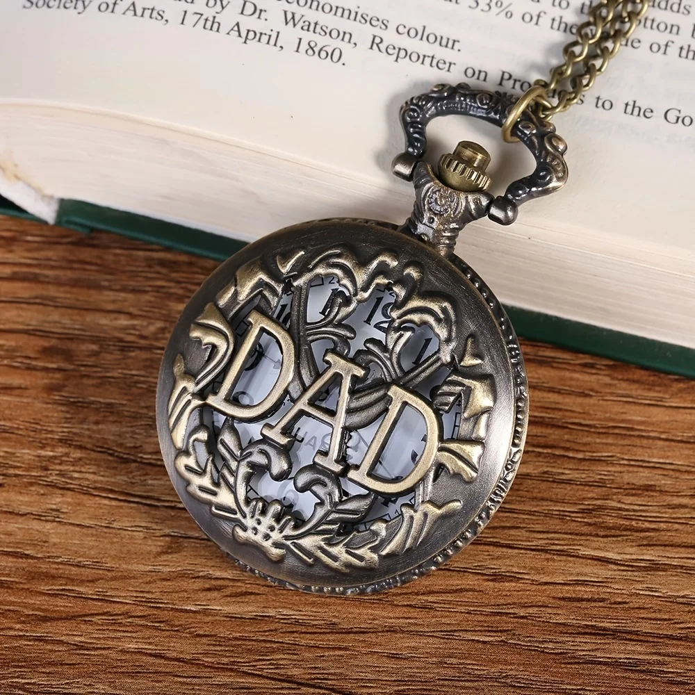 أبي-خمر ساعة جيب الكوارتز مع قلادة الإبداعية ، هدية الأب ، هدية أبي ، الأزياء الإبداعية #4