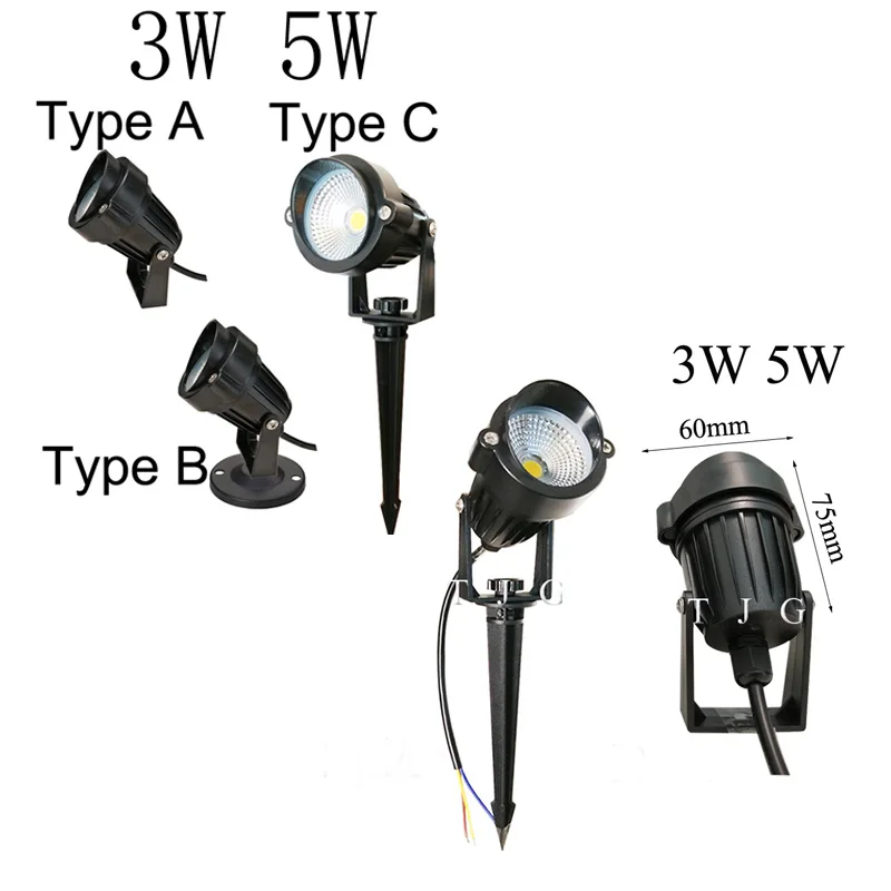3W 5W DC12V COB LED Waterproof Lawn Garden Flood Light Outdoor Lighting Yard Patio Path Spotlight Lamp AC85-265V