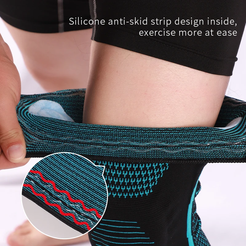 Sports Silicone Full Knee Sleeve Brace Strap Patella Medial Compression Protection Sport Pads for Arthritis Knee Relief Workout