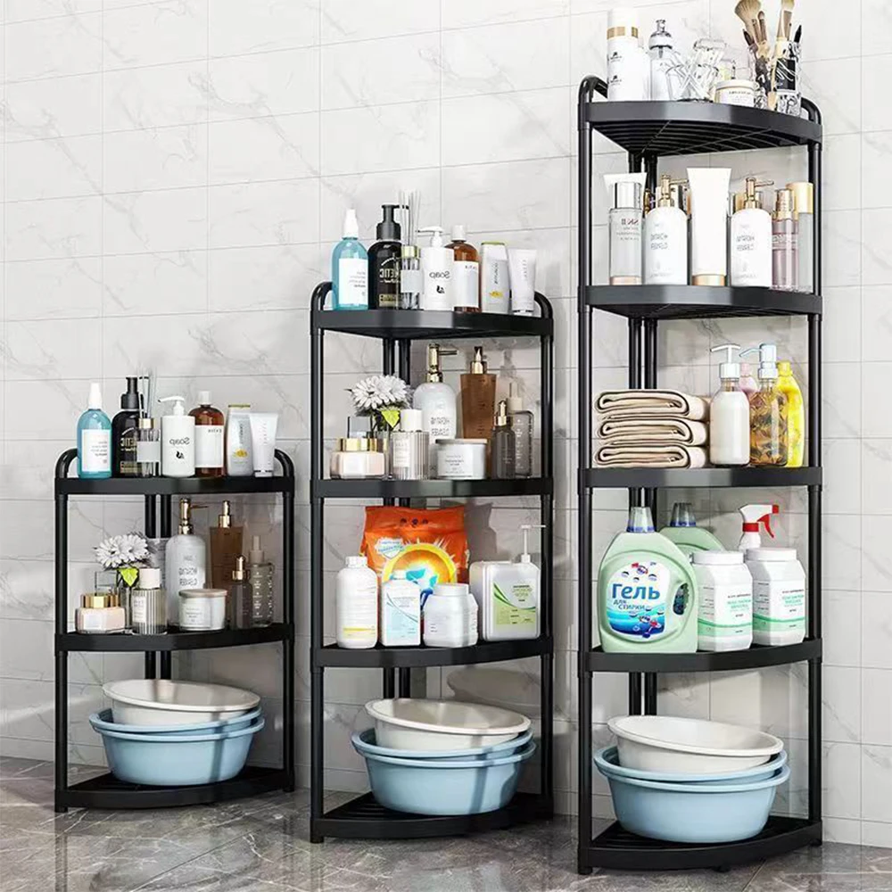 

Bathroom Storage Rack 3/4/5 Tier Toilet Corner Shelf Multi Story Racks Snack Cosmetic Holder Kitchen Organizer Triangle Shelf