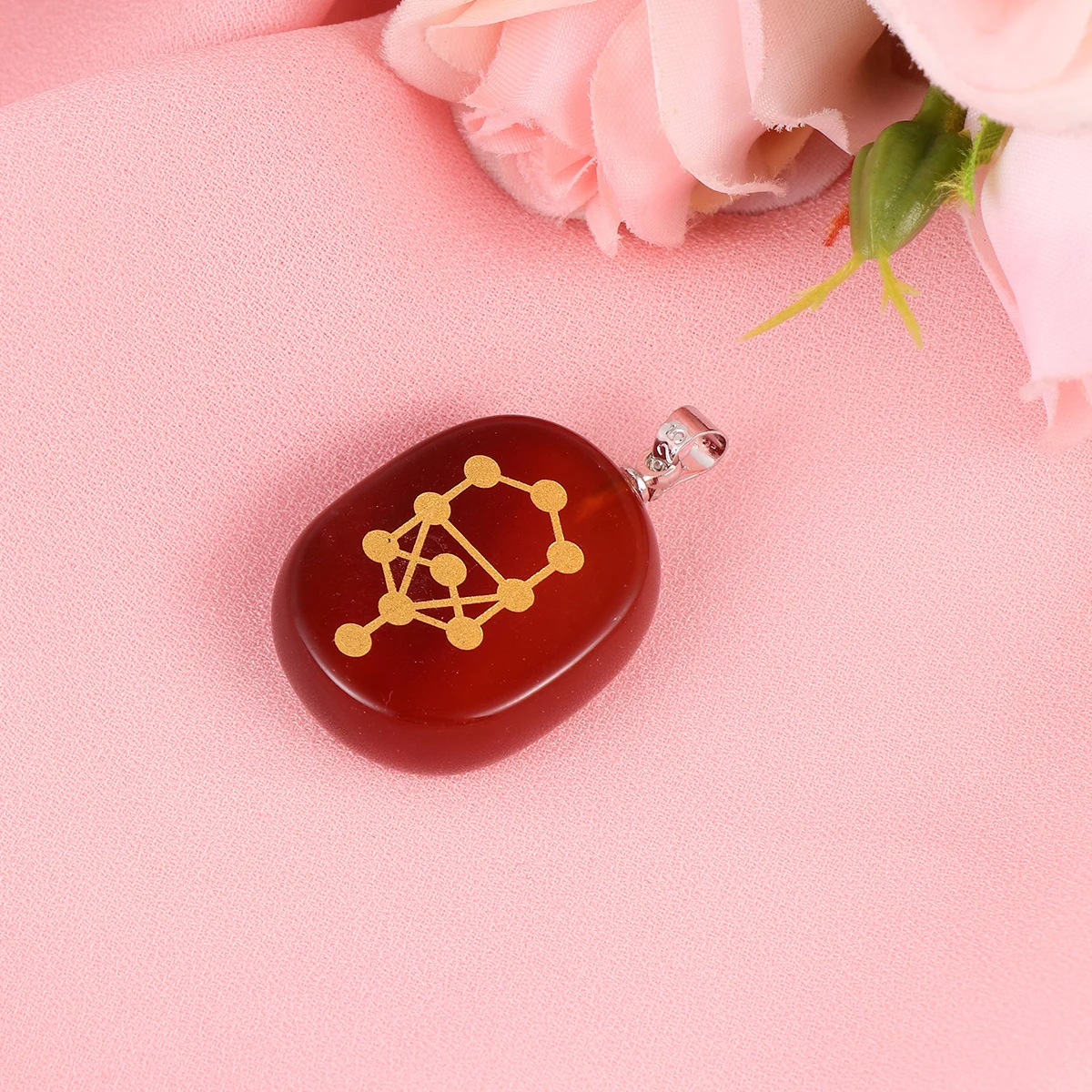 

Natural Crystal Necklace Decoration Engraved Chakra Stone Life Tree Hanging Ornament